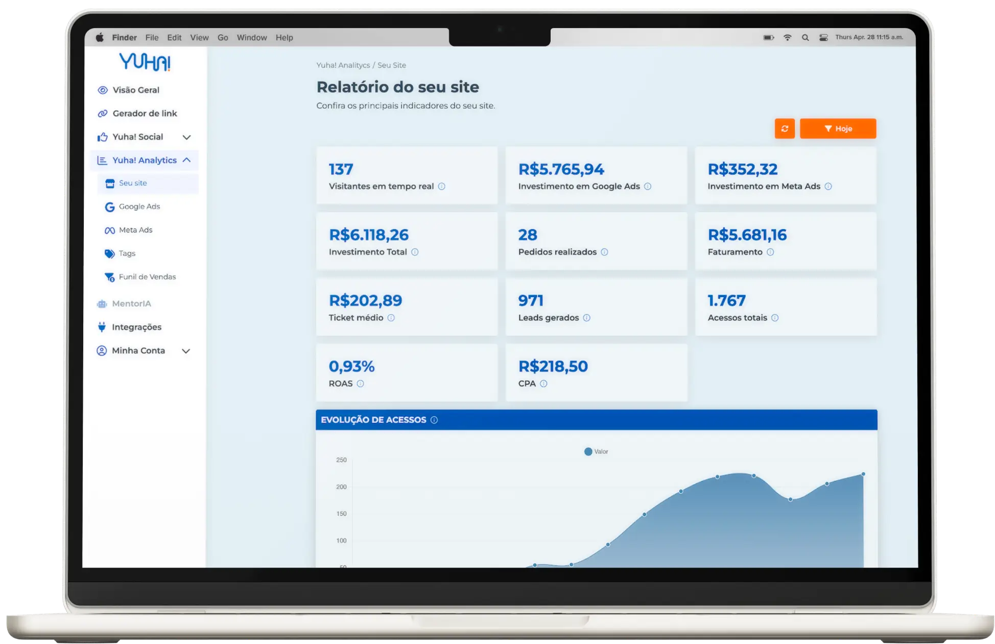 Dashboard principal de Marketing e Vendas Dashboard principal de Marketing e Vendas